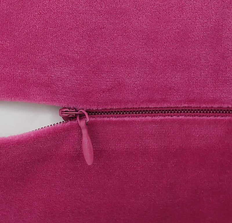 Jeneoo Comfy Soft Thick Velvet Throw Pillow Cases for Sofa Couch, Decorative Solid Square Cushion Covers for Bedroom Car (Hot Pink, 18 x 18 Inches, 2 Pieces) - Image 3